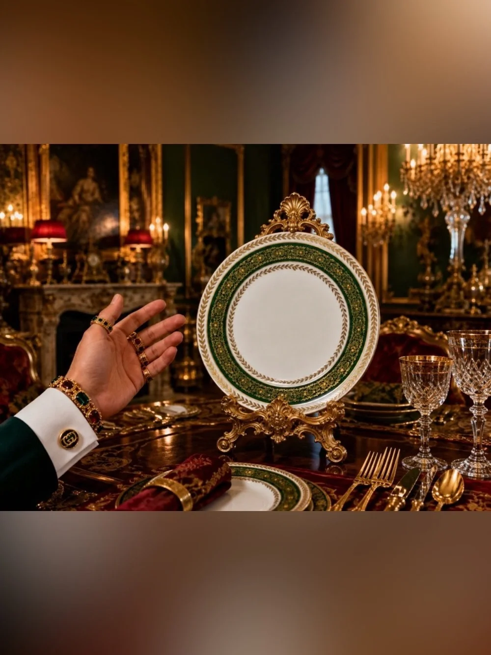 c. 1900 France T&V Tressemann & Vogt Limoges Antique Porcelain Dinner Plate GOLD